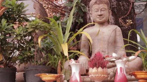 Buddha Shrine To Out Of Focus Stock Footage 42802977