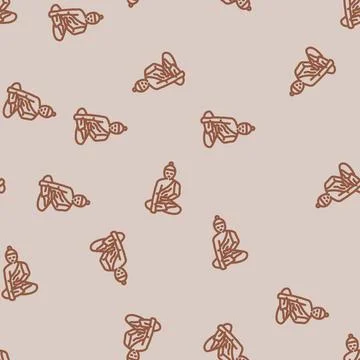 Buddha siddhartha gautama line vector seamless pattern Stock Illustration