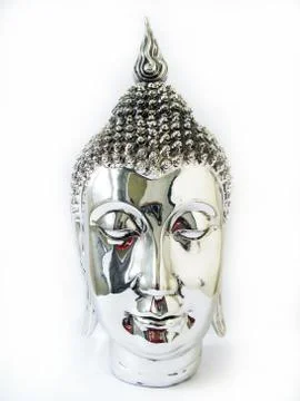 Buddha Silver Head Table Top Stock Photos