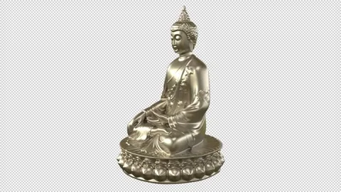 Buddha silver statue rotating – 3d render looped. Stock Footage 335646916