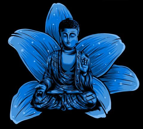 Buddha sitting on a lotus background vector illustartion Stock Illustration