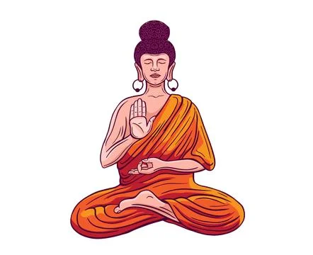 Buddha sitting in meditation vector Stock Illustration