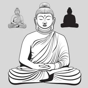 Buddha Sitting Pose Stock Illustration