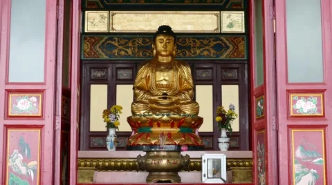 Buddha Statue Altar Stock Footage 48048193