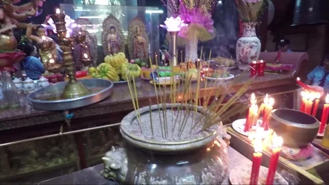 Buddha Statue on Altar inside Chua Phuoc Hai Temple, Ho Chi Minh City, Vietnam Stock Footage 272471753