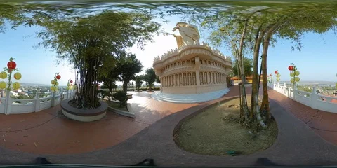 Buddha Statue and Lanterns at Fo Guang Shan - 360 VR Stock Footage 89564848