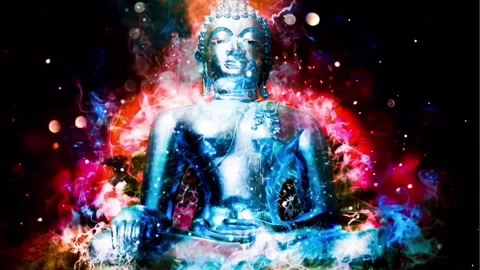 Buddha statue with animated background 4... | Stock Video | Pond5