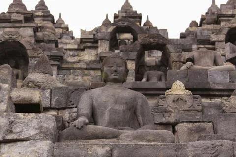 Buddha statue at Borobudur temple Java Indonesia Stock Photos