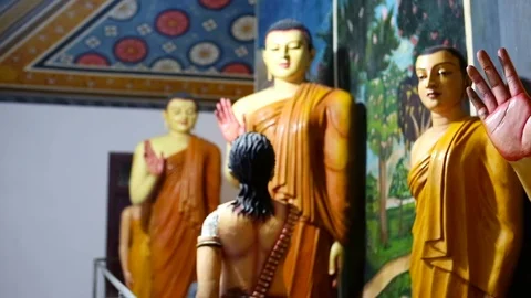 Buddha statue in a Buddhist temple. Stock Footage 89684645