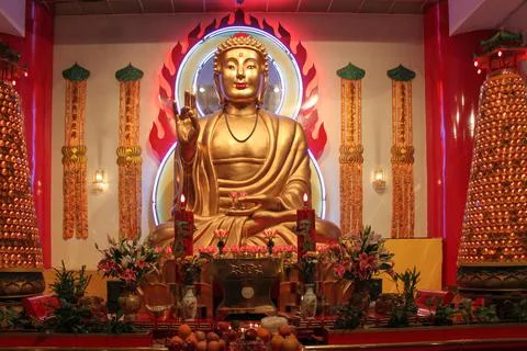 Buddha statue in a Buddhist temple Stock Photos