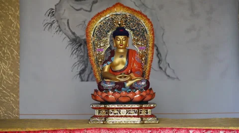 Buddha Statue in chinese temple Stock Footage 35738857