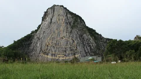 Buddha statue with the cliff Stock Footage 20432759