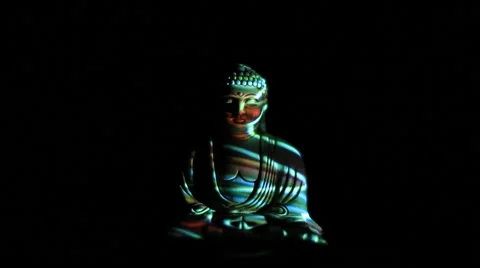Buddha statue with colorful light Video stock 64797994