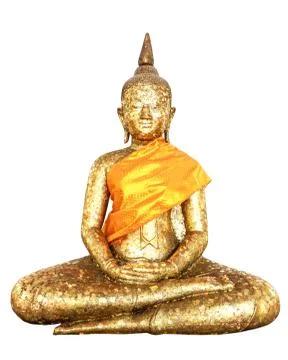 Buddha statue covered in gold leaf isolate Stock Photos