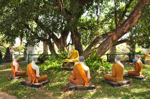 Buddha statue edify five buddha statue in nature Stock Photos