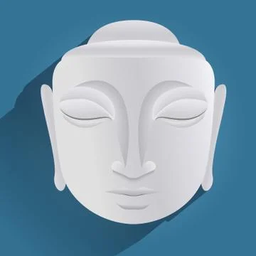 Buddha statue head on blue screen Stock Illustration