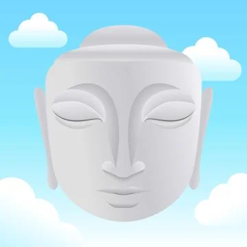 Buddha statue head in sky Stock Illustration