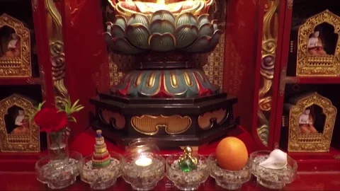 Buddha Statue, Inside Hundred Dragon Hall, Buddha Tooth Relic Temple, Singapore Video stock 328658292