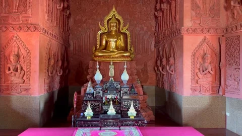 Buddha statue inside the Red Temple in Koh Samui, Thailand Video stock 300727335