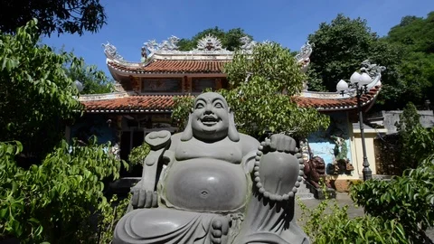Buddha statue at Marble Mountains Stock Footage 113650594
