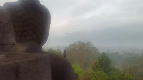 Buddha Statue Overlooking Greenery Stock-Fotos
