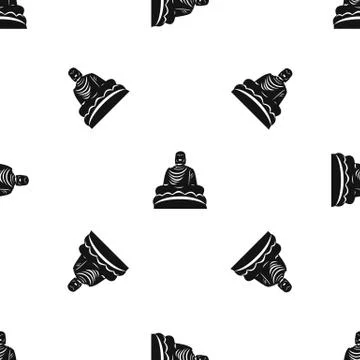 Buddha statue pattern seamless black Stock Illustration