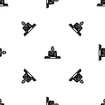 Buddha statue pattern seamless black Stock Illustration