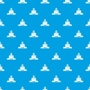 Buddha statue pattern seamless blue Stock Illustration