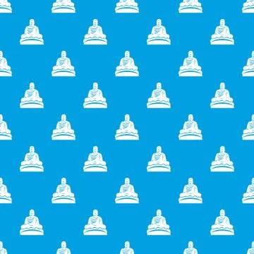 Buddha statue pattern seamless blue Stock Illustration