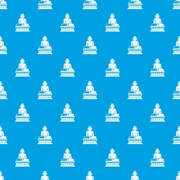 Buddha statue pattern seamless blue Stock Illustration
