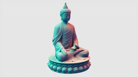 Buddha statue rotating – 3d render looped. Video stock 335647310