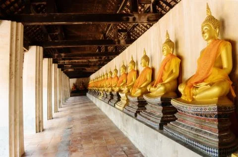 Buddha statue in the row. Stock Photos
