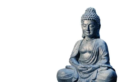 Buddha statue sitting in meditation pose isolated on white Stock Photos