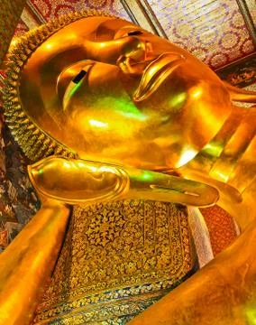 Buddha statue in sleeping position at Wat Pho Stock Photos