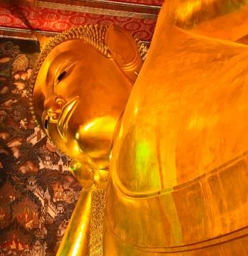 Buddha statue in sleeping position at Wat Pho Stock Photos