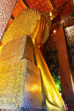Buddha statue in sleeping position at Wat Pho Stock Photos