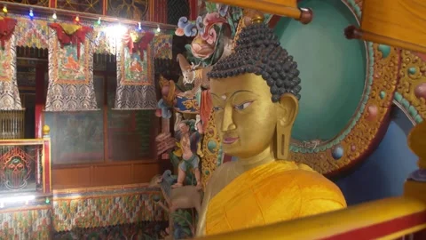 Buddha Statue in Tawang Monastery Stock Footage 261038653