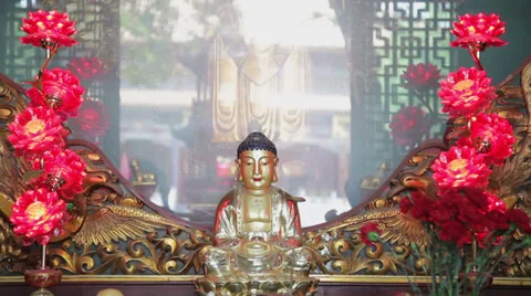 Buddha Statue in temple Stock Footage 35838848