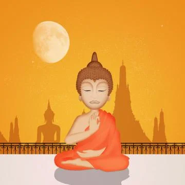 Buddha statue at the Temple Stock Illustration