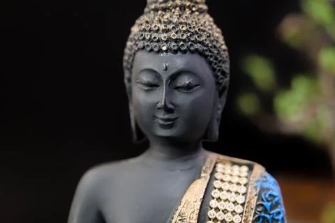 Buddha statue in temple selective focus Stock Photos
