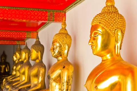 Buddha statue in thai temple Stock Photos
