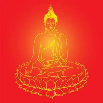 Buddha statue. Vector illustration Stock Illustration
