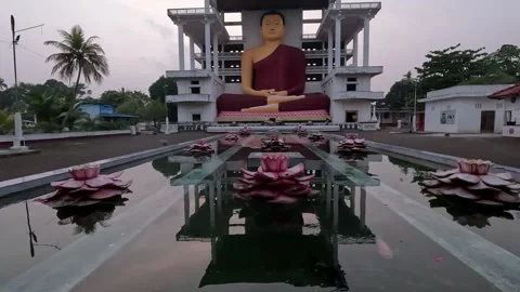 Buddha Statue at Veherahena Temple, Matara, Sri Lanka Stock Footage 345542267