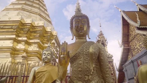 Buddha Statue at Wat Phra That Doi Suthep temple, Chiang Mai, Thailand Stock Footage 83204871