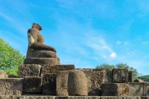 Buddha statue without head, candi sewu complex in java, indonesia 写真素材
