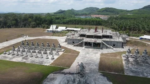 Buddha statues - drone shot Stock Footage 192577970