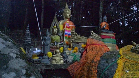 Buddha statues with gold plated Stock Footage 96359496
