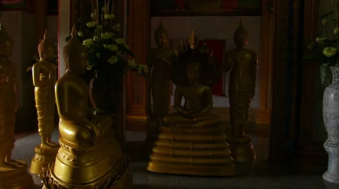 Buddha statues in the monastery Stock Footage 57332968