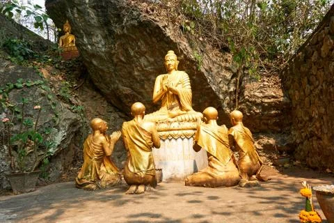 Buddha statues in Mount Phou Si, Luang Prabang, Laos Stock Photos
