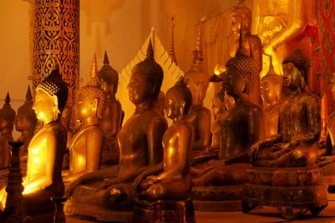 Buddha statues in a temple. Stock Photos